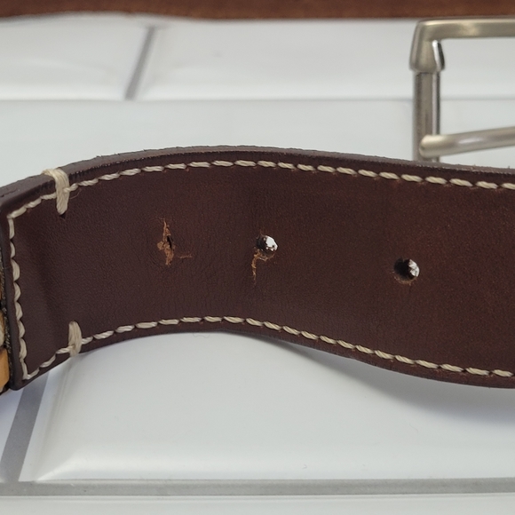 TOMMY BAHAMA Men’s Unique Brown Multi Tone Leather Belt Silver Hardware 1inWSiz - Picture 9 of 11